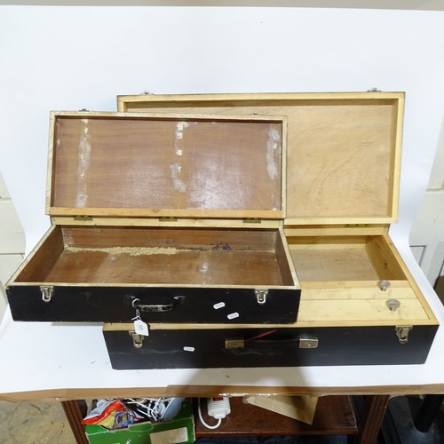 373 - 2 Vintage carpenter's/joiner's toolboxes, no tools included, largest L80cm, H20cm, W50cm