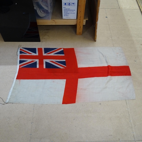 410 - Vintage Royal Navy White Ensign flag, 170cm x 92cm