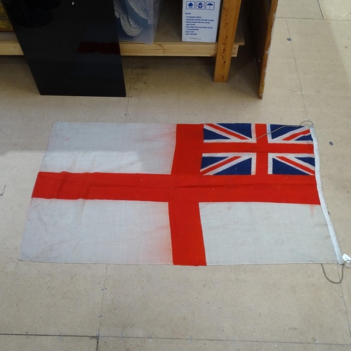 410 - Vintage Royal Navy White Ensign flag, 170cm x 92cm