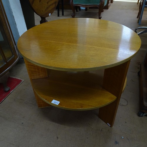 2271 - A 1930s modernist 2 tier ply table in the manner of Gerald Summers. 61cm x 50cm