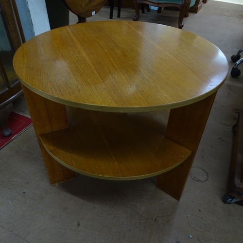 2271 - A 1930s modernist 2 tier ply table in the manner of Gerald Summers. 61cm x 50cm