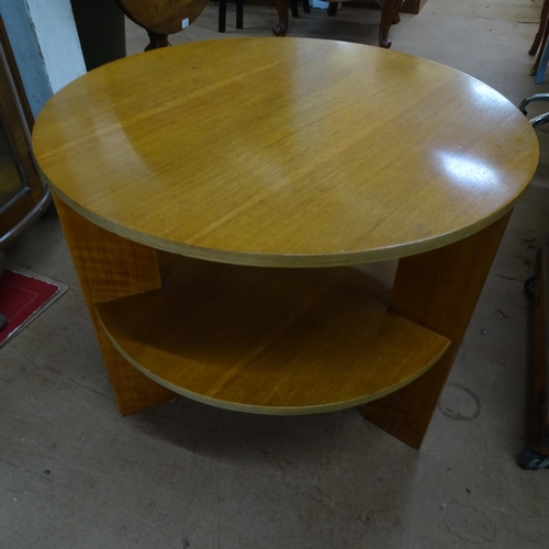 2271 - A 1930s modernist 2 tier ply table in the manner of Gerald Summers. 61cm x 50cm