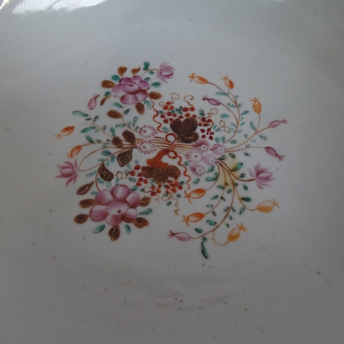 780 - 18th/19th century table centre bowl, with hand painted enamel decoration, diameter 26cm