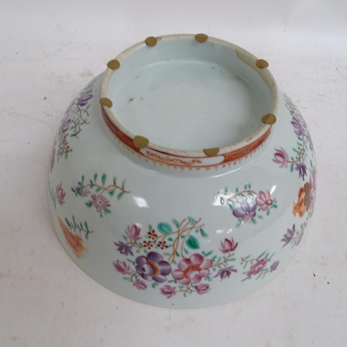 780 - 18th/19th century table centre bowl, with hand painted enamel decoration, diameter 26cm