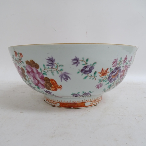 780 - 18th/19th century table centre bowl, with hand painted enamel decoration, diameter 26cm