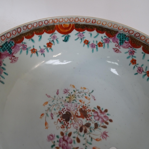 780 - 18th/19th century table centre bowl, with hand painted enamel decoration, diameter 26cm