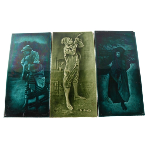 119 - A set of 3 Sherwin & Cotton dark green glaze ceramic tiles, 30cm x 15cm (3)