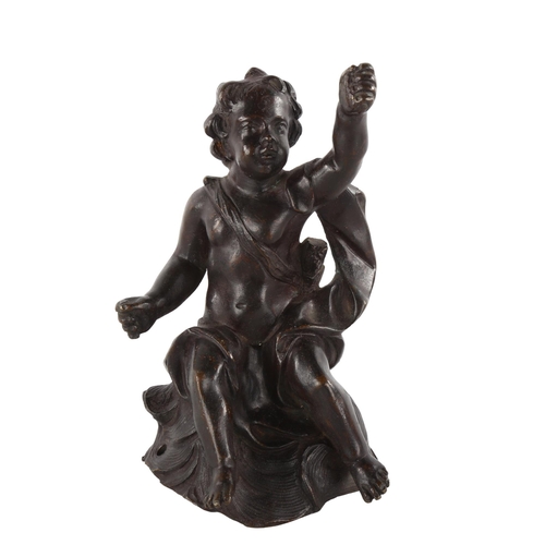 136 - A patinated bronze figure of Eros, height 19cm, unsigned