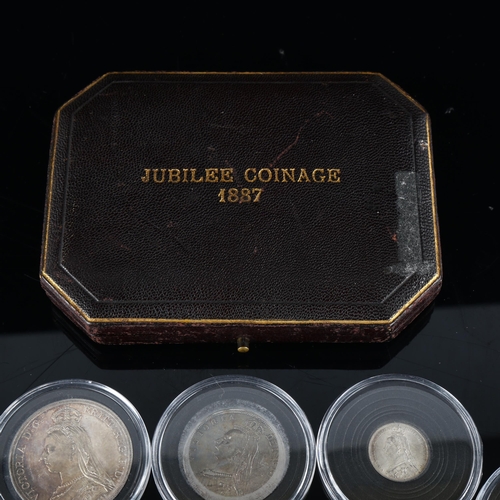 143 - A Queen Victorian 1887 Jubilee coin set, original leather case