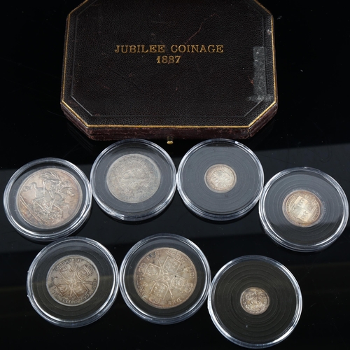 143 - A Queen Victorian 1887 Jubilee coin set, original leather case