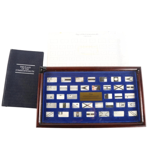 147 - The Flags of the Commonwealth miniature silver ingot collection, cased with certifcate