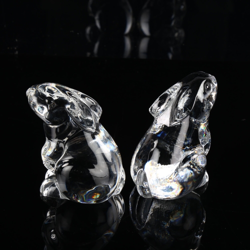 150 - A pair of Baccarat clear crystal hares, height 8cm