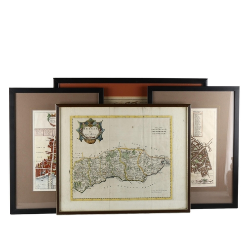 153 - **WITHDRAWN** A group of Antique maps, including Sussex by Robert Morden, Parish maps of Creplegate ... 