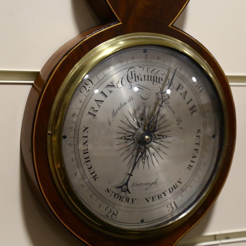 2 - A 19th century mahogany-cased wheel barometer, engraved silvered dial signed A Martinelli of Union S... 