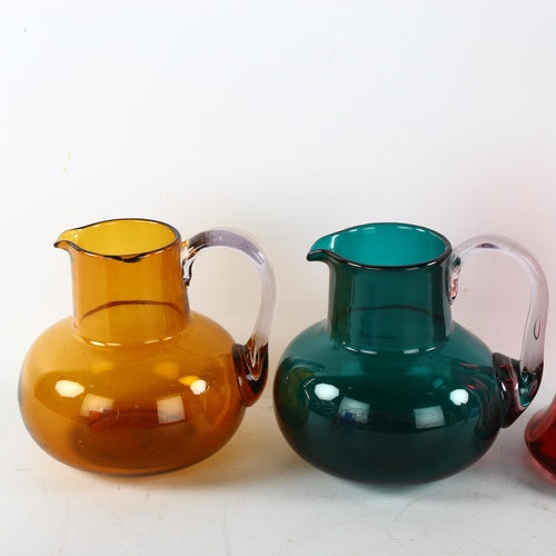 20 - A group of 19th century coloured glassware, largest jug height 18cm (5)