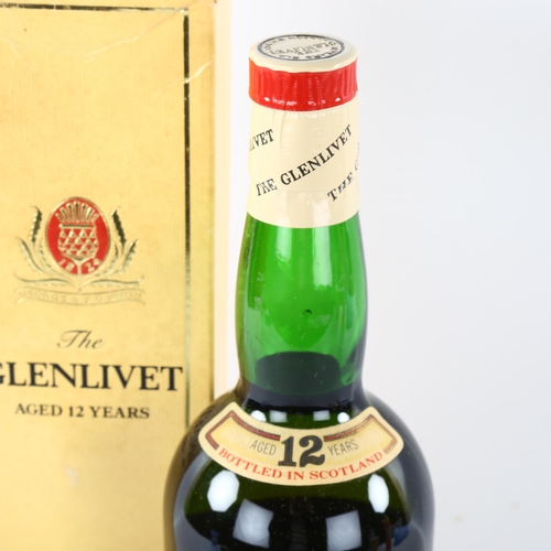25 - A vintage bottle of The Glenlivet 12 year old single malt whisky, 26 2/3 Fl oz, 70% proof