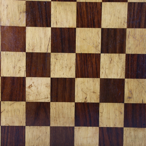 39 - A 19th century rosewood and satinwood inlaid games board, 46cm x 46cm