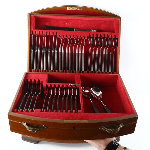 41 - A complete canteen of cutlery, by Joseph Rodgers, Sheffield, Manhattan pattern, in mahogany cabinet,... 