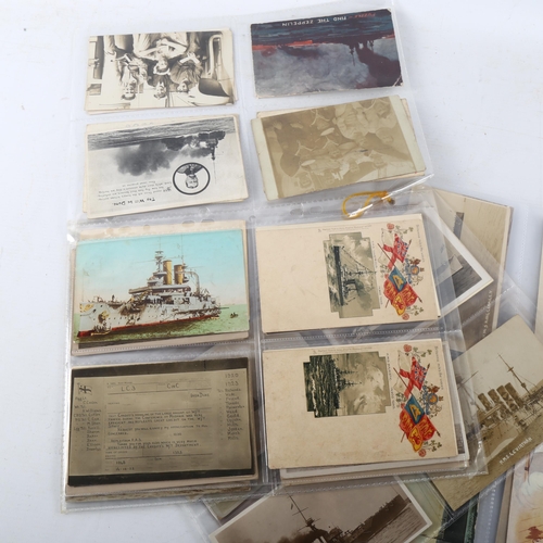 49 - A collection of early 20th century Naval interest postcards, many World War I related