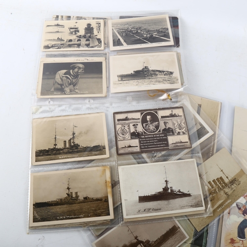 49 - A collection of early 20th century Naval interest postcards, many World War I related