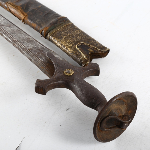 60 - An 18th/19th century Indian Talwar in leather bound wooden scabbard, length 97cm