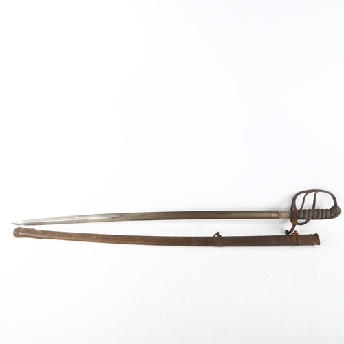 66 - British 19th Century Scottish Volunteer Artillery Officer’s Sword, 1821 pattern, with scabbard,  len... 