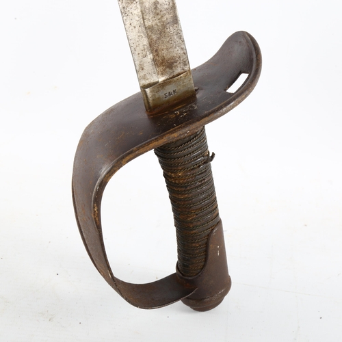 68 - A mid 19th century Heavy Cavalry sword by Schnitzler & Kirschbaum,  marked S&K on ricasso, in scabba... 