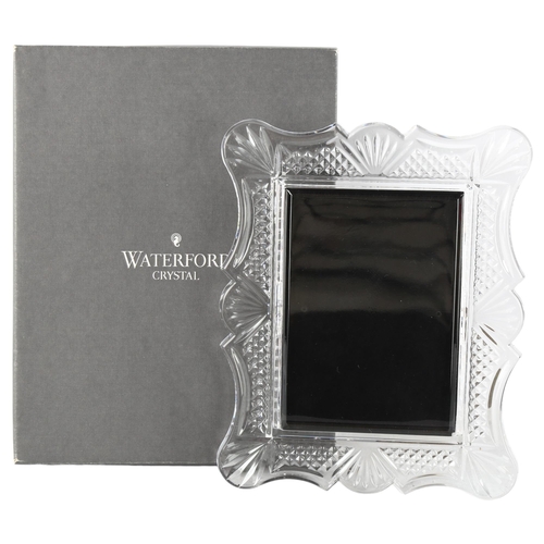 71 - WATERFORD IRISH CRYSTAL - a Victorian pattern photo frame, height 20.5cm, boxed