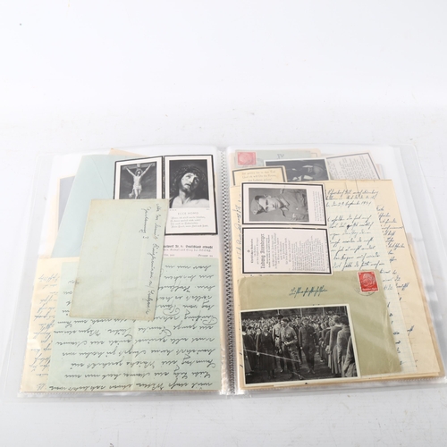 75 - A folder of German First and Second World War ephemera, postcards, letters and photographs