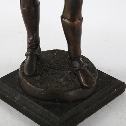 79 - A patinated bronze military figure, unsigned, height 38cm