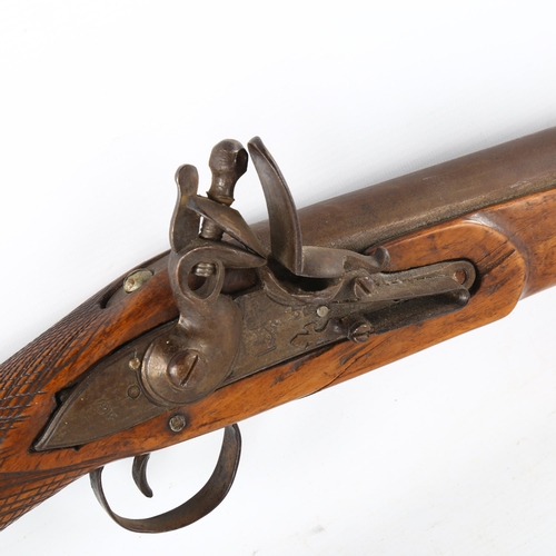 8 - An Indian brass barrel flintlock blunderbuss, overall length 88cm