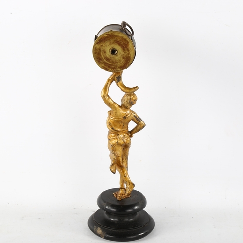 83 - A 19th century novelty clock, supported by gilt-metal figure, height 27cm