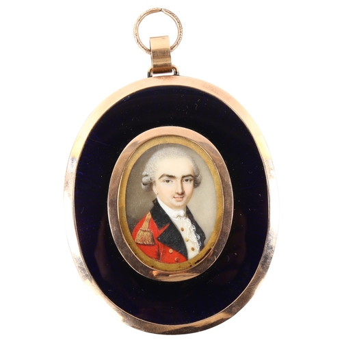 99 - An early 19th century miniature watercolour portrait on ivory of an Irish Military Officer, unsigned... 