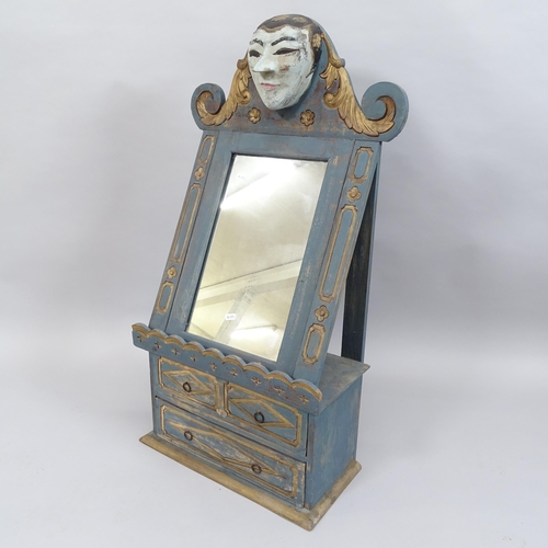 2007 - A Venetian style dressing table mirror with 2 fitted drawers and applied decoration. 51x91x24cm.