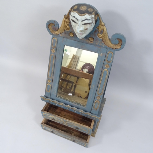 2007 - A Venetian style dressing table mirror with 2 fitted drawers and applied decoration. 51x91x24cm.