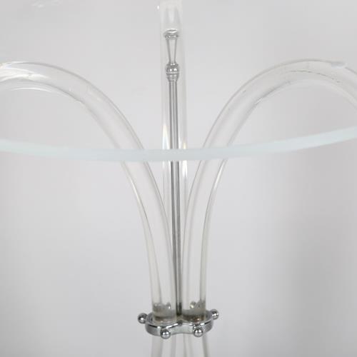 2008 - A 1970s' lucite tripod side table, in the manner of CHARLES HOLLIS, height 69cm, diameter 67cm