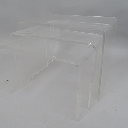 2035 - A contemporary transparent Perspex nest of three occasional tables. Largest 50x38x39cm. WITH THE OPT... 