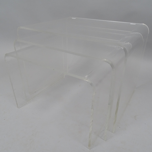 2036 - A contemporary transparent Perspex nest of three occasional tables. Largest 50x38x39cm.