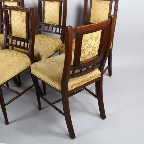 108 - A set of six Victorian Aesthetic mahogany dining/side chairs by Bruce J Talbert for gillows, height ... 