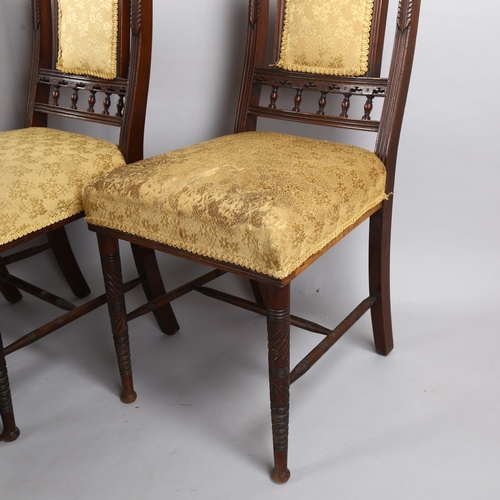 108 - A set of six Victorian Aesthetic mahogany dining/side chairs by Bruce J Talbert for gillows, height ... 