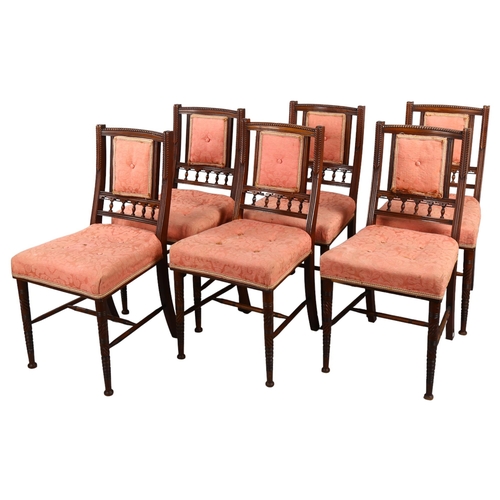 154 - A set of Victorian Aesthetic mahogany dining/side chairs by Bruce J Talbert for Gillows, stamped to ... 