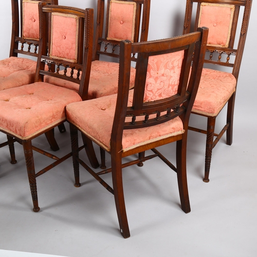 154 - A set of Victorian Aesthetic mahogany dining/side chairs by Bruce J Talbert for Gillows, stamped to ... 