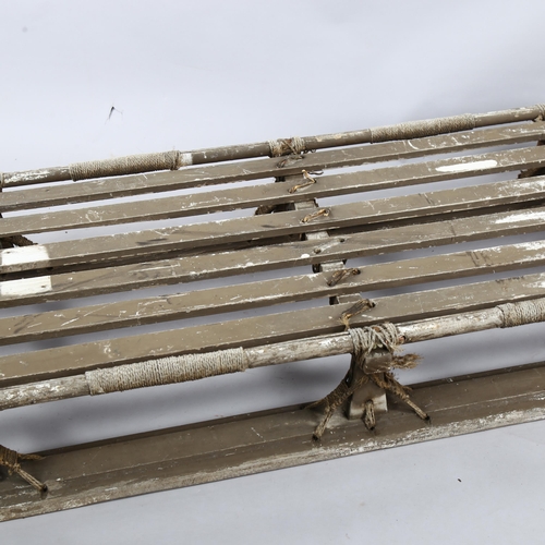 161 - An early 20th century Nansen pattern wooden polar sledge, probably military, similar to the British ... 