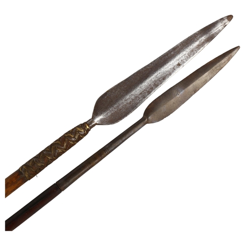 166 - Two African spears one with tool end, longest 190cm