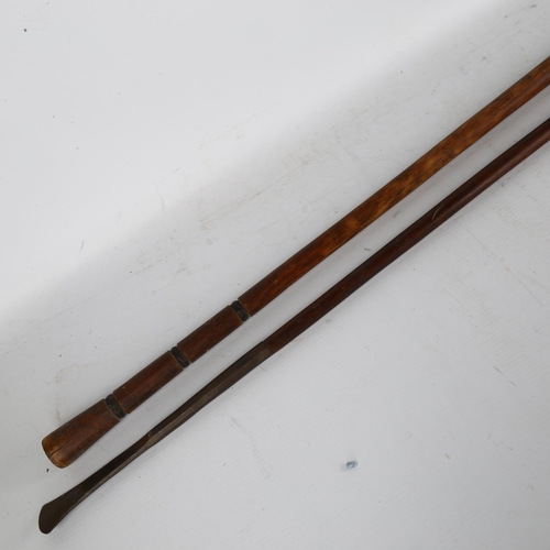 166 - Two African spears one with tool end, longest 190cm