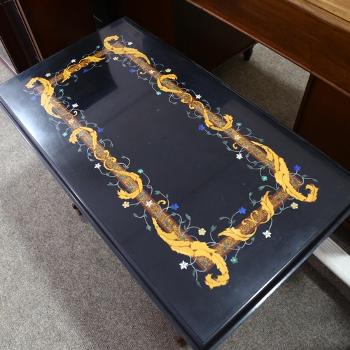 168 - **DESCRIPTION CHANGE** *Probably a 20th* century Pietra Dura top table on cast iron frame, 100 x 55c... 