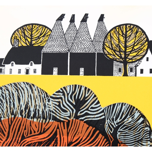 517 - Robert Tavener (1920 - 2004), Kentish village with oast houses, linocut print, signed in pencil, no.... 