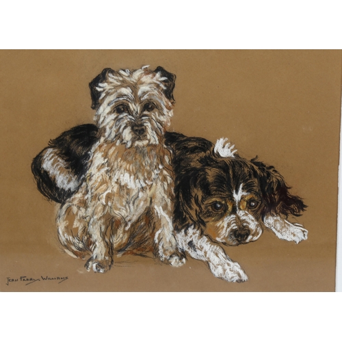 531 - Jean Parry Williams, portrait of 2 dogs, charcoal and chalk on brown paper 1967, signed, 22cm x 30cm... 