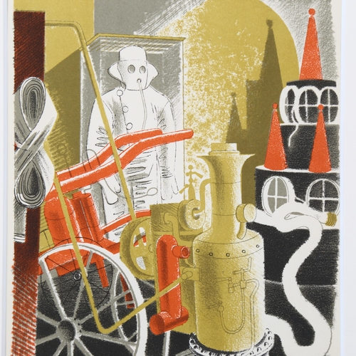 567 - Eric Ravilious, lithograph, Fire Engineer, published 1938, 21cm x 14cm, mounted