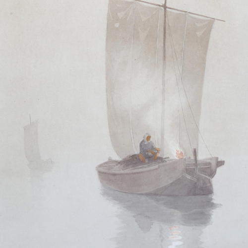 588 - Shigesaboro Ishida (1888 - 1960), fishing boats in the mist, pair of watercolours, signed, 47cm x 31... 